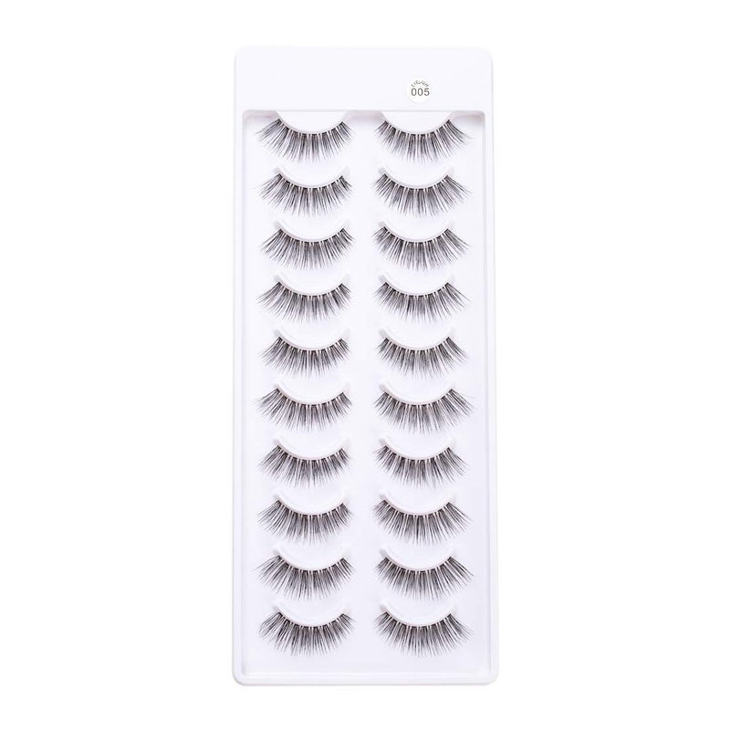 EMEDA False Eyelashes Natural Lashes Wispy 0.01mm Ultra Thin Band 12mm Cat Eye 10 Pairs Invisible Clear Band 3D Demi Wispies Short Fake Eye Lashes Strips Handmade (005) - Image 2